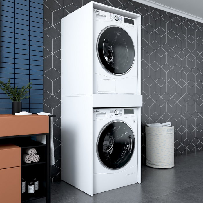 Hanah Home KD113 - 3856 Armario de Baño Blanco 66.6x189x65 cm